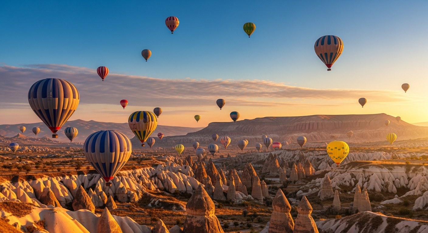 Kapadokya sıcak hava balonları gün doğumu